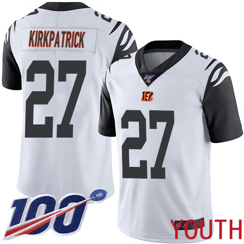 Cincinnati Bengals Limited White Youth Dre Kirkpatrick Jersey NFL Footballl #27 100th Season Rush Vapor Untouchable->youth nfl jersey->Youth Jersey